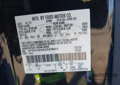 2012 Ford F-150 Xlt z USA, uszkodzony, nr VIN 1FTEX1EMXCFA79472